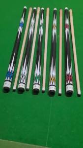 ไม้คิวเก้าลูกสุดฮอตขายข้ามพรมแดน สีดำ ขนาด 13 มม. หัวใหญ่ 1/2 แยก สไตล์จีน ขายส่งไม้คิว