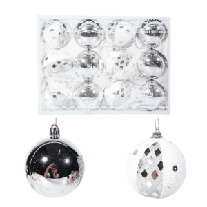 MAOMEI HOUSE 12Pcs/Set Sáng tạo Bộ Dây Chuyền Quả Cầu Giáng Sinh 6cm Đã sơn Trang trí cây thông Noel Giáng sinh vui vẻ Có thể tái sử dụng Đồ trang trí quả cầu Giáng sinh Tiệc Giáng Sinh