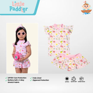 Little Paddler Bella UPF 50+ Girls Two-Piece Swimsuit | Ruffle Shoulder Top & 3-Layer Ruffled Skirt | 6M–7Y