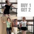 Asymmetrical double lined top Buy 1 Take 2 Free(Total of 3pcs)  Half-Off Shoulder Basic Solid Top Womenswear. 