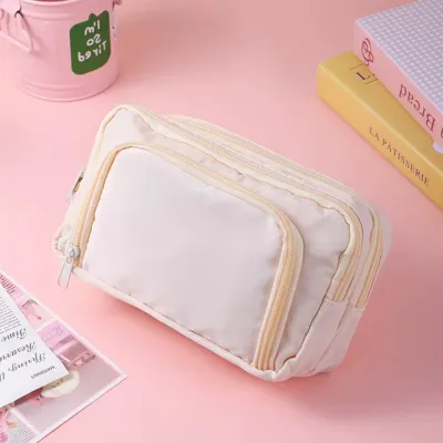 Tempat pinsil Alat Tulis Siswa Aesthetic 3 Lapis Ultra Large Capacity Pencil Case Simple Estetik Kotak
