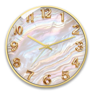 12 inch light luxury shell creative clock wall clock living room silent wall hanging simple clock new modern punched hole wall watchFast shipping