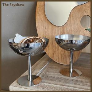 [The Fayshow] 2023 New Stainless Steel Goblet Cup Ice Cream Dessert Salad Bowl Fruit Plate Snack Dish KTV Bar Supplies