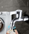 Keran Air Kran Air Mesin Cuci Wastafel Panjang Stainless Steel Tembok Taman Rumah Dapur Kamar Mandi Kunci，Kran Tembok Air Cuci Tangan Wastafel Dan Bak Kamar Mandi 1/2 Inch Anti Karat Bahan ABS ChromeMURAH. 