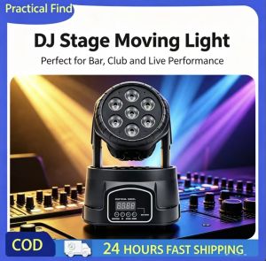 Mini LED Moving Head Par Light 7x8W RGBW 4in1 Stage Wash Beam Light DJ Performance Lighting