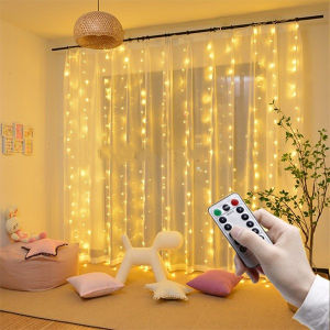 3Mx3M 8Modes LED Curtain Light String Fairy lights Christmas Lights Romantic Room Wedding Party Christmas Decoration with USB Remote Contral