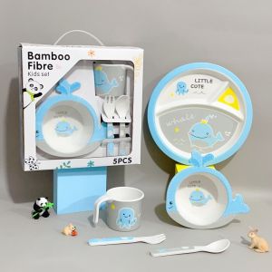 Kids Tableware Set Cartoon Cute Creative Bowls And Cups Bamboo Fiber Dinner Plate Kuromi Gift Set