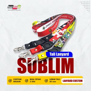 Lanyard Sublim Custom Desain Full Color 2 Sisi dengan Stopper dan Cantelan - Aksesoris Kantor & Sekolah
