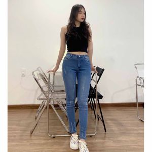 XÃ HÀNG TỒN 95k Quần jean nữ lưng cao chất vải có giãn thời trang mềm mại đẹp y hình NT CHARINT