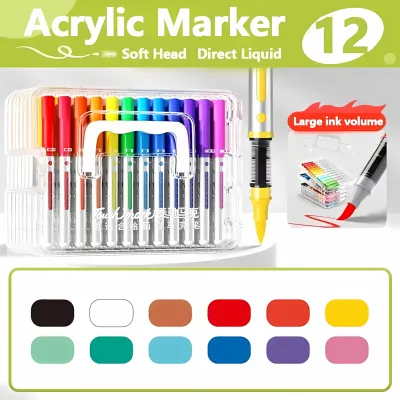 Acrylic Marker Pen Set Straight Liquid Soft Head Paint ColorPen Colored Pens Set Art Supplies DIY