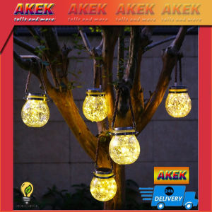 Solar Lamp Crack Design Glass Ball Solar Garden Light LED Waterproof Hanging Pelita Lampu