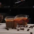 75ml Ounce Cup Heat-resistant Glass Cup Wooden Handle Double-mouthed Milk Ounce Cup With Scale For Espresso Coffee. 