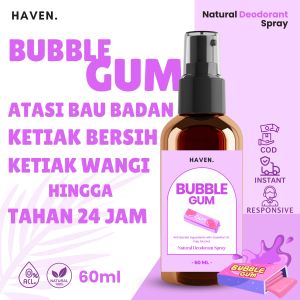 NATURAL DEODORANT TAWAS BUBBLEGUM 60ML - DEODORANT PENGHILANG BAU BADAN BAU KETIAK - DEODORANT TAHAN LAMA 24 JAM - DEODORANT SPRAY TAWAS TANPA ALKOHOL