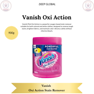 Vanish Oxi Action Stain Remover 900g oxygen-based stain remover suitable for both colored and white clothes