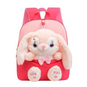 ROLL Plush Cartoon Backpack 3D Rabbit Large Capacity School Bag Kawaii Cute Bow Tie Parent Child Shoulder Bag for Boys Girls