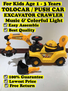 CANDY EXCAVATOR CRAWLER 1 - 3 YEARS KIDS TOLOCAR PUSH CAR RIDE ON TOY 4 WHEELS MUSIC