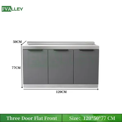 FVALLEY Kitchen Storage Cabinet Stainless Steel Countertop Sink Cabinet Gas Stove Cabinet
