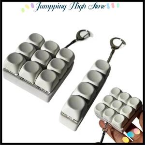 【Jumpping】 Keychain With Keyboard To Relieve Stress 4 9 Button Toy Relaxing And Quiet Mechanical Keyboard Easy To Remove Readjust