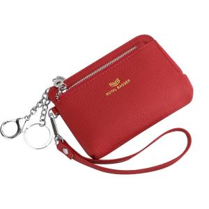Smart King RFID Coin Purse with Keychain Genuine Leather Multi Zipper Clutch Wallet Portable Wristlet Card Holder 1952