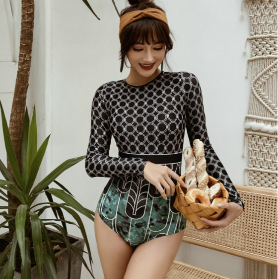 Mermaid Rashguard Tie Dye One Piece Swimsuit for Women - Main Image