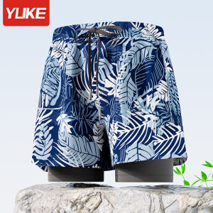 Double Layer Swimming Trunks Mens Boxer Five-Point Swimsuit Anti-Embarrassment New Professional Beach Swimming Gear