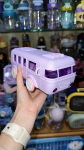 Botol Minum Anak Lucu Bentuk Mobil Bus Beruang 700ml Botol Minum Anak Flip Top Bus Mainan HX 3026