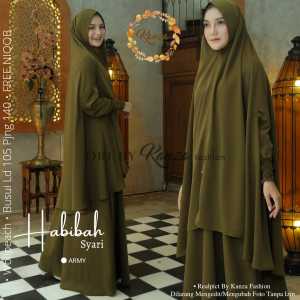 Gamis Syari Set Khimar Terbaru Habibah Bahan Wollpeach Premium By Kanza Fashion