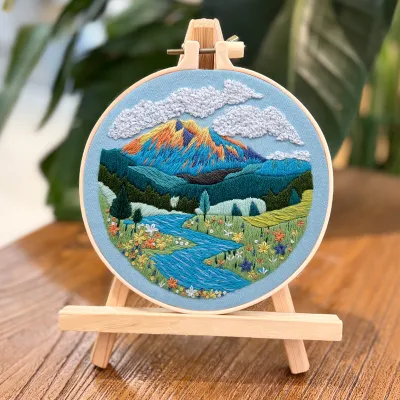 Scenery Embroidery Kit Needlework for Beginner Cross Stitch DIY Starter Kit Set