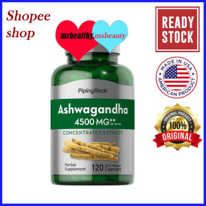 PipingRock 4500mg Ashwagandha Root Extract 120 Capsules High Concentration Herbal Oral Supplement for s Daily Relaxation & Stable Energy Balance Office Self-Care Routine