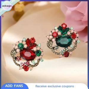 Aokago เข็มกลัดแฟชั่นประดับดอกไม้คริสตัลสำหรับผู้หญิงเสื้อโค้ทเครื่องประดับลำลองสำหรับเป็นของขวัญ
