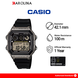 Jam Tangan Pria Casio General AE-1300WH-8A Digital Dial Black Resin Band Quartz Watch