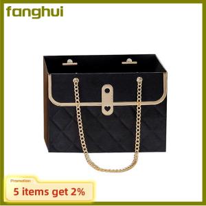 fanghui กล่องใส่ดอกกุหลาบแบบพกพากล่องกระดาษห่อของขวัญของขวัญงานปาร์ตี้