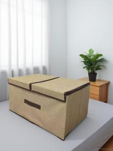 New 2 Grid Storage Box Finishing Box Fabric Folding Double Cover Large Storage Box
