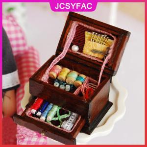 JCSYFAC Bộ kim may vá cổ điển hộp đồ trang trí mini thu nhỏ Nhà búp bê 1:12