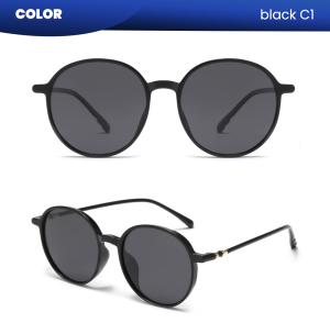 IOOI Eyewear - Kacamata Hitam Bulat Anti UV Sunglasses TR Fashion Retro Pria Wanita Bisa Minus 273