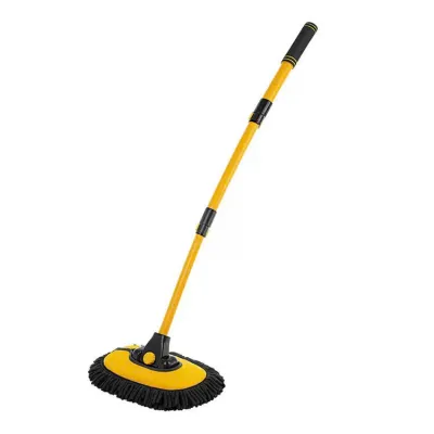 Chổi Rửa Xe Đa Năng Đầu Cong 15 Độ Vàng Đen 1.2 Mét Vệ Sinh và Điều Chỉnh Được Độ Dài Tiện Lợi Có Cán Rút Gọn