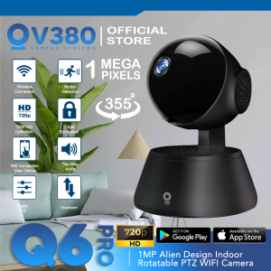 V380 Q6Pro (Black) 1MP Alien Design Indoor Rotatable PTZ WIFI IP Camera