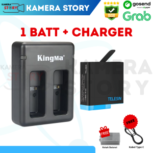 Battery Replacement 1220mAh & Dual Charger Gopro Hero 8 Black - Baterai Cadangan Hero 7 / Batre Hero 6 / Hero 5 / Hero 2018