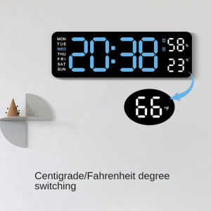 [Habilulu] Large Digital Wall Clock Temperature And Humidity Week Display Brightness Adjustable Electronic LED Table Alarm Clock