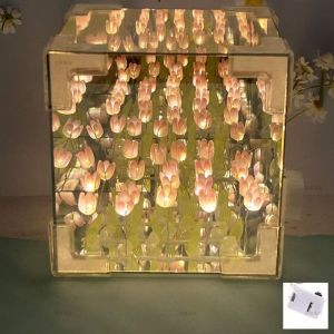 OOKAS flower lights lamp lamp shade bedroom night light dim light night bedroom night light night lamp Mini Tulips Mirror Lamp Cloud Night Light Birthday Anniversary Gifts Creative Diy Led Lights