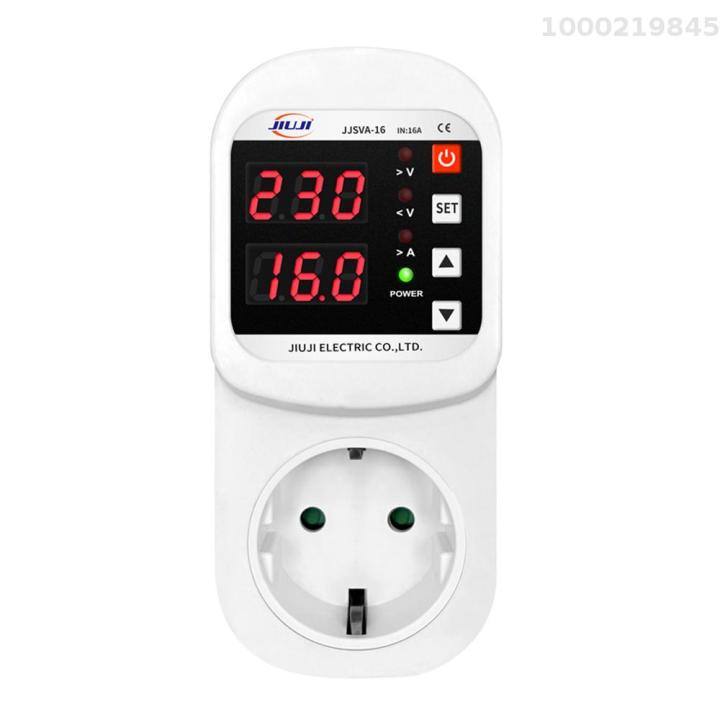 Plug Overcurrent Protection LED Display Automatic Voltage and Current Protector Socket - EU Plug ...