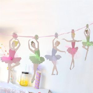 HOUCHU DIY Ballet Kids Banner Bunting Ballet Girl Paper Party Decoration Ballerina Paper Flags Birthday