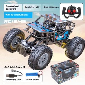🔥🔥🔥fenglin New Remote Control Off-Road Climbing Car With Colorful Flashing Lights Rubber Wheels RC Rechargeable Toy For Boys Kids Gift