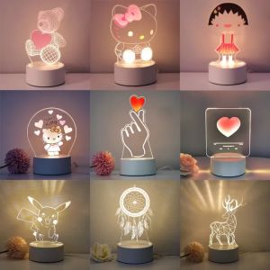 SANX Lampu Tidur Creative Light 3D Acrylic Night LED Table Lamp Gift Home Decoration Meja Lampu for Gift