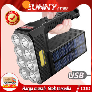 [Pengiriman cepat]Lampu Senter USB Rechargeable/Lampu LED Gagang 80W + 20W/Mudah dibawa/Pengisian tenaga surya