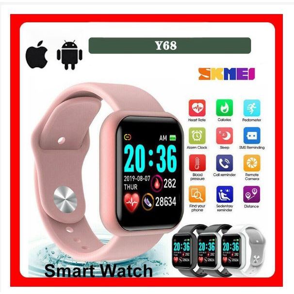 SmartWatch Y68 unisex jam Sport Waterproof Bluetooth Fitness