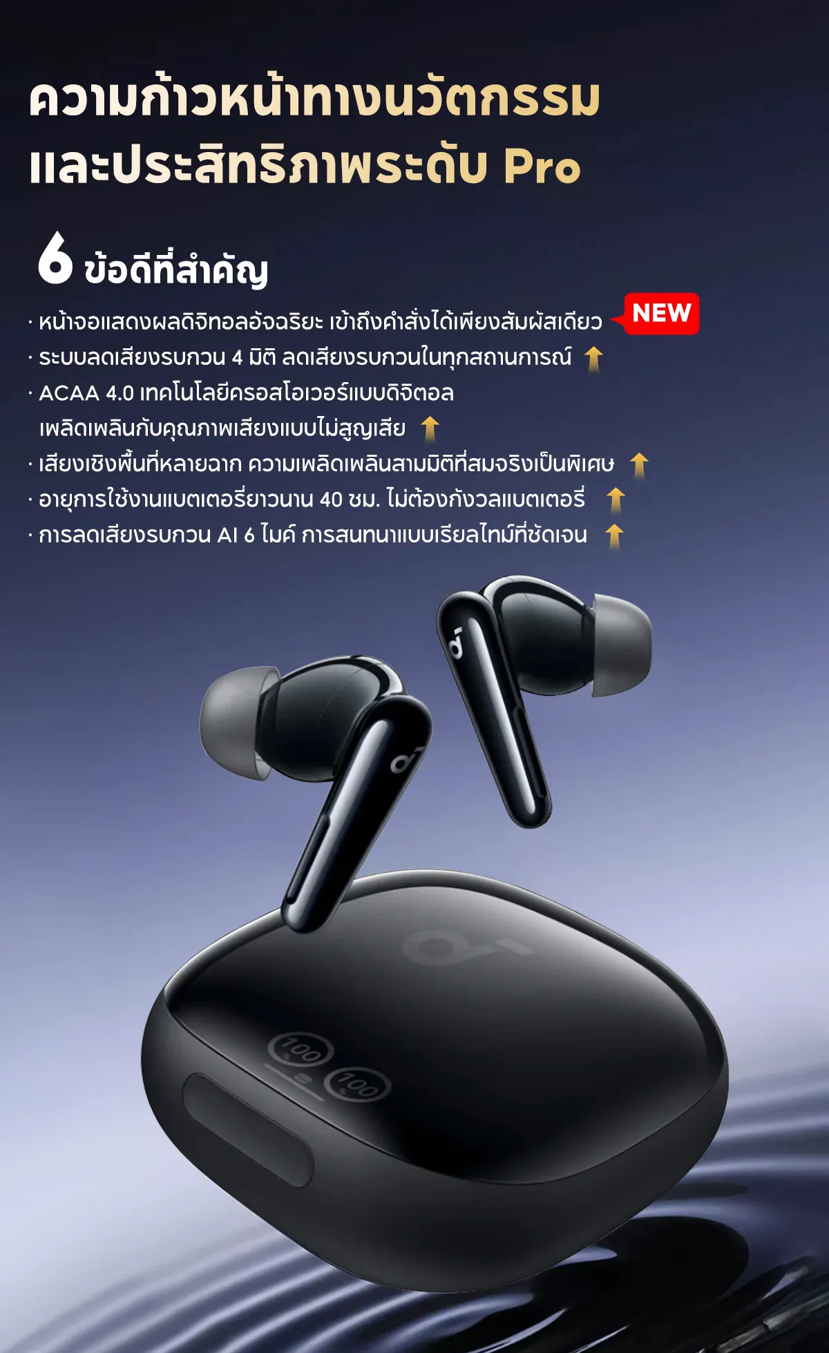SOUNDCORE Liberty 4 Pro Noise Cancelling True-Wireless Earbuds หูฟังบลูทูธไร้สาย 5.3 ลดเสียงรบกวน Adaptive ANC
