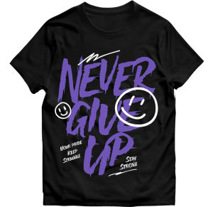 COD Tshrit Distro NEVER GIVE UP Bahan Katun 24s