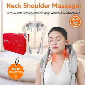 4D Massager Cordless with Heat Hands-Free Deep Kneading Neck Shoulder Pain Relief Rechargeable Portable Back Massage