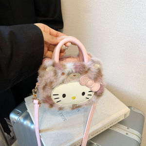 Cute face kt CatHandbag New Plush Childrens Bag Cute Leopard Print Baby Girl Crossbody Bag Handbag